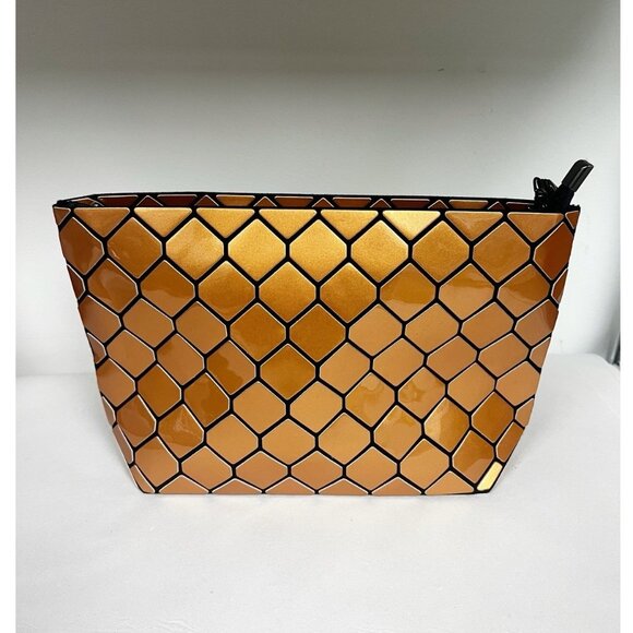 Emilio Pepe Geometric Clutch Purse Metallic Rusty Gold Wristlet Bag New - Picture 1 of 16